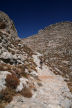 Kalymnos - like all kalderimia, the Italian Path from Pothia to Vathy follows a gradient convenient for a donkey - here looking up at the zig-zagging route in the steep section close to the top