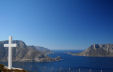 Kalymnos - the West coast of Kalymnos as seen from the new chapel being built at the top of the pass between Skalia and Palionissos