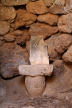 Nisyros - the simple altar in the ancient chapel, with carved stone fragment placed on it