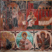 Nisyros - detail of part of the fresco-covered walls in the church at the old Siones monastery