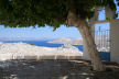 Symi - looking from the shaded courtyard of the mountain monastery of Agios Nikolaos Stenou towards Akrotiri Koutsoumbos