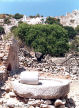 Tilos - the abandonned village of Mikro Horio still has its traditional grinding wheels for pressing olives