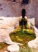 collecting scarce spring water, Greek island of Tilos