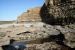 wave-cut platform and pebble beach at base of cliff, Southerndown