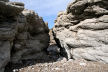 the low cliffs are much sculpted by wave action